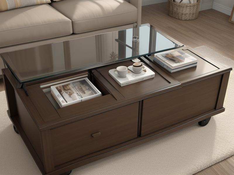 A compact coffee table that doubles as a storage unit.