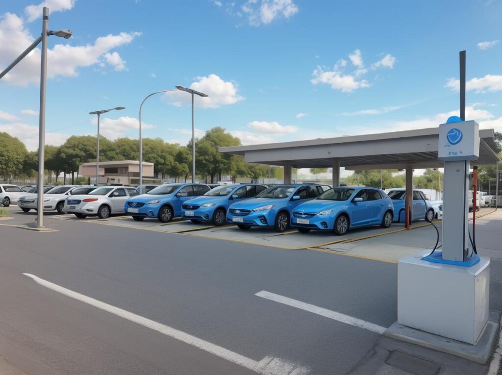EV_charging_station_with_blue_sky_in_ba