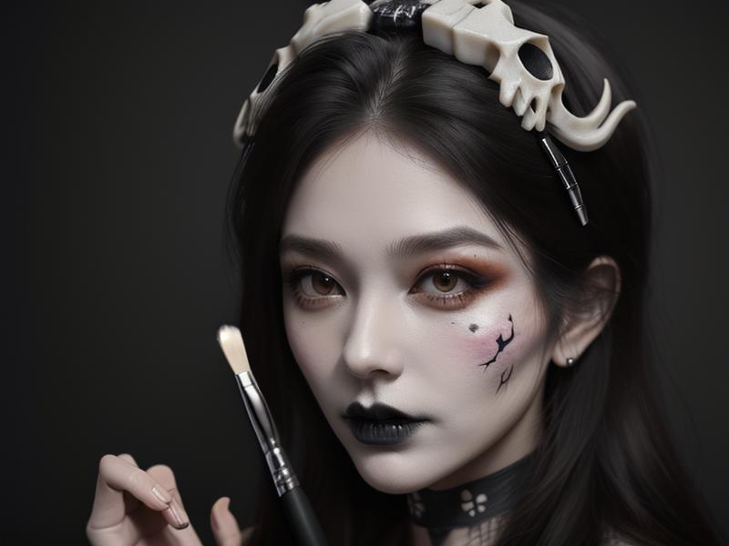 Skull-Shaped Makeup Brush Set
