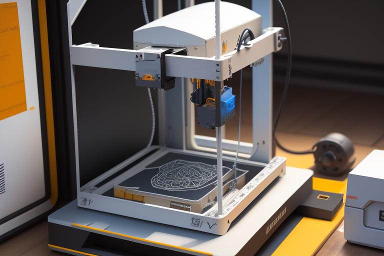 3D printer creating intricate designs.