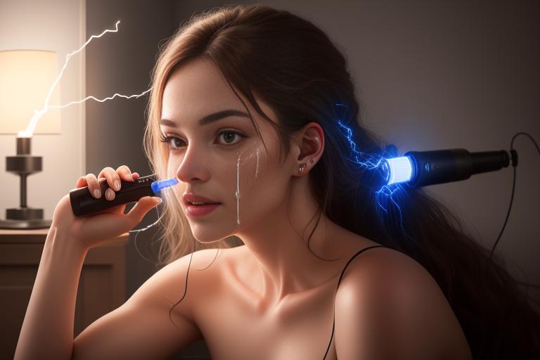 A High-Frequency Skincare Wand glowing with electricity