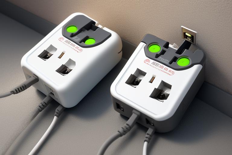 A Universal Travel Adapter plugged into a wall socket