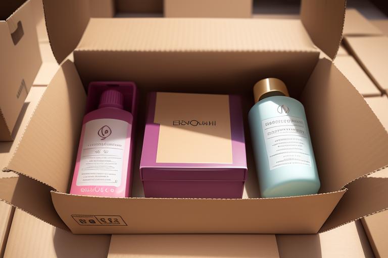 A box of beauty product delivered safely with an e-commerce optimized packaging