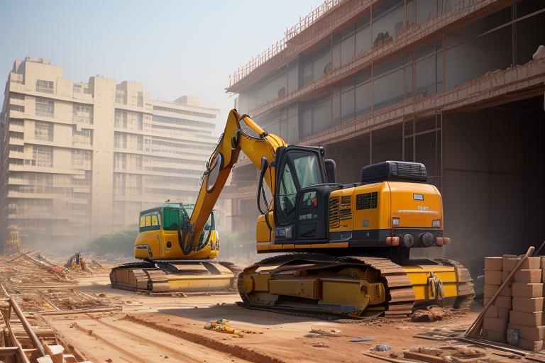 A busy construction site in India symbolizing demands in construction machinery
