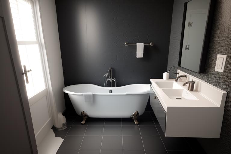 A chic bathroom with a matte black finish faucet