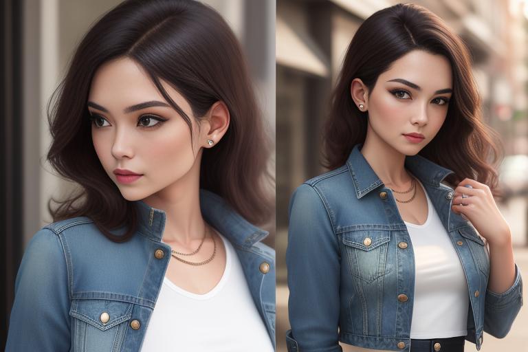 A chic woman in a stylish cropped denim jacket
