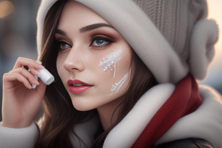 A collection of winter skincare products and makeup