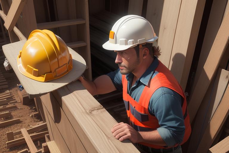 A construction worker using a smart helmet