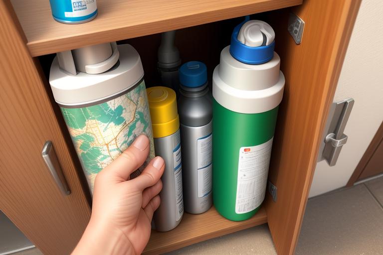 A door pocket organizer fitted with a water bottle and map