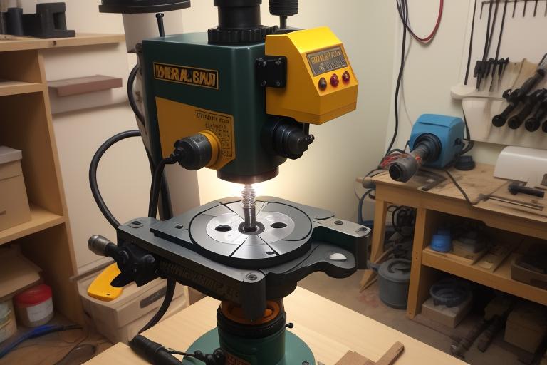 A drill press used for making precision holes.