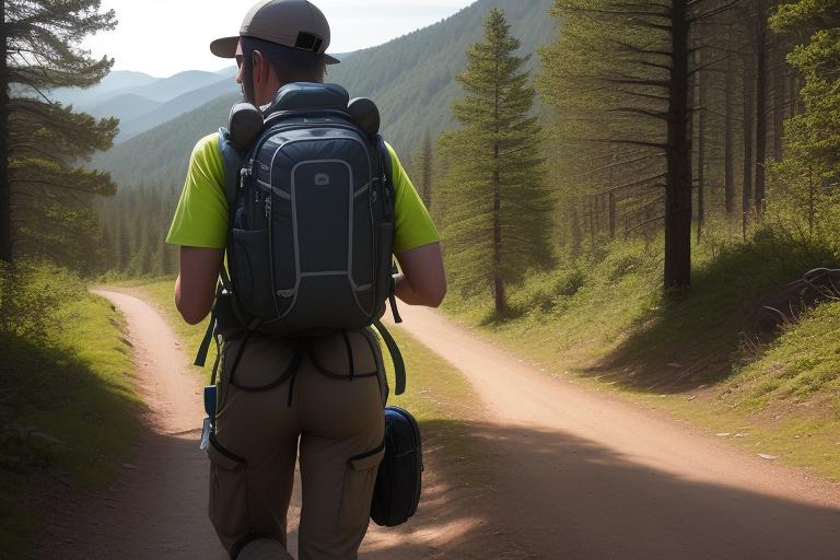 A hiker carrying a lightweight portable power station