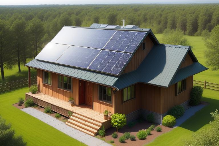 A home with a grid-tied solar energy system.