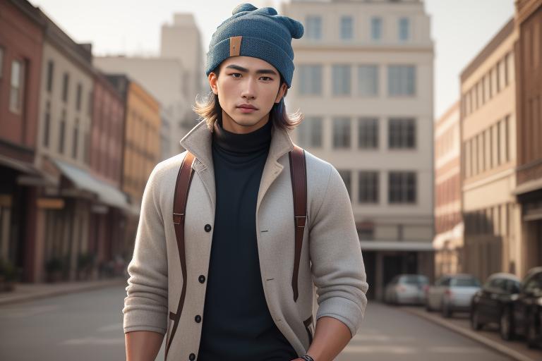 A man pairing beanie with casual outfit.