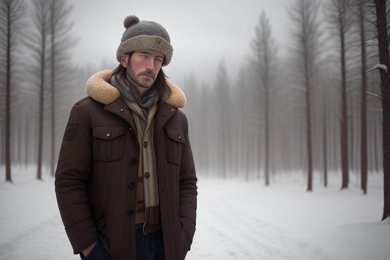A man with a Trapper Hat in winter outdoors