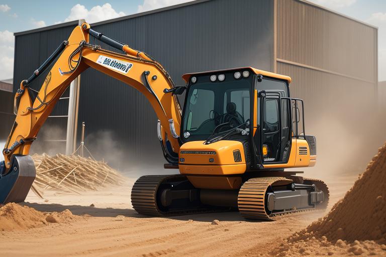 A mini excavator easily maneuvering around obstacles at a job site