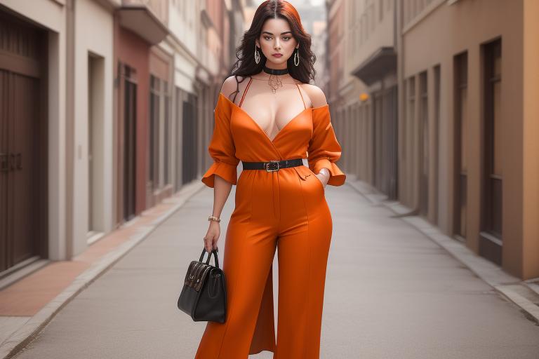 A model in a stylish outfit showcasing the trending Burnt Orange color.