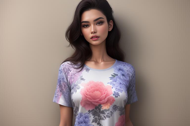 A model wearing a shirt with a retro floral print
