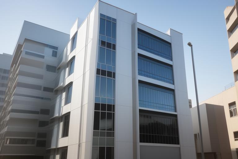 A modern building implementing energy efficiency measures.