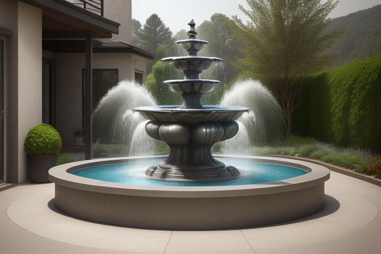 A modern stainless-steel fountain in a contemporary house
