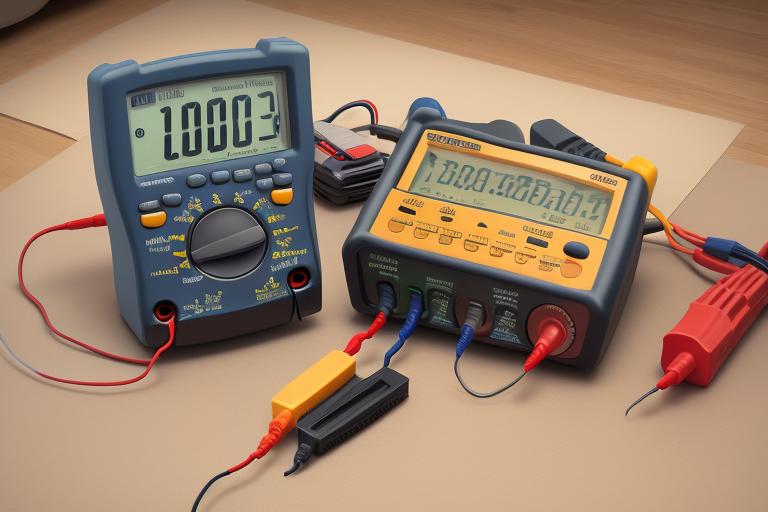 A multimeter and load tester for testing car battery.
