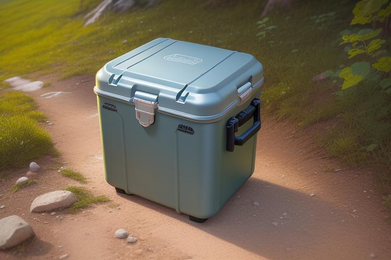 A portable and compact cooler box being carried on a hike