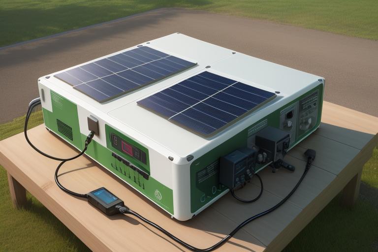 A portable power station being charged using solar panels