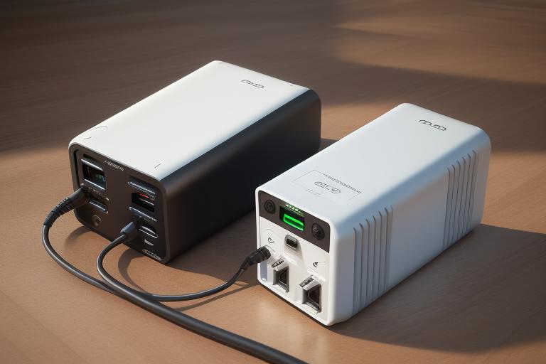 A portable power station powering multiple devices.