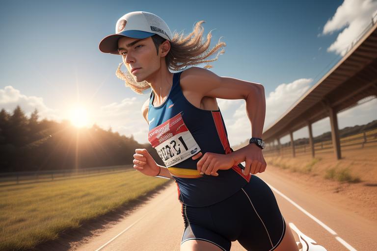 A runner wearing a trucker hat to protect against the sun.