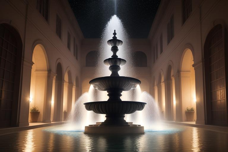 A space with a large fountain