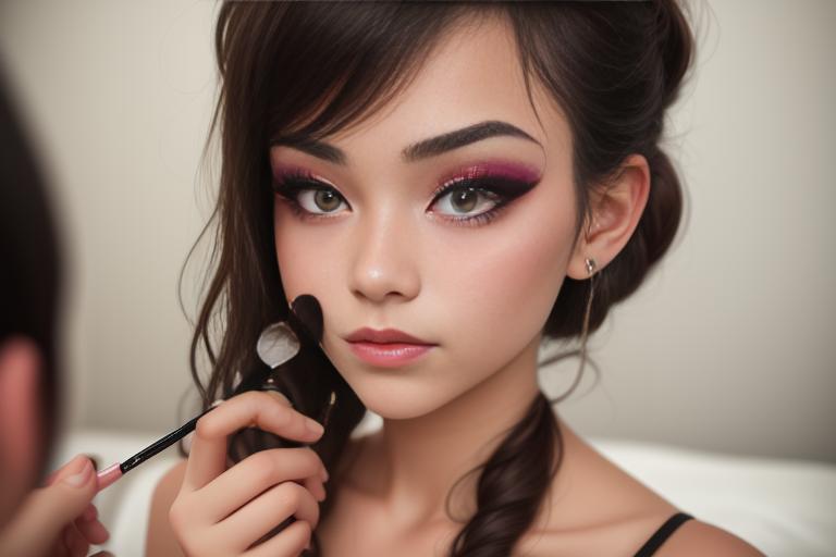 A teen applying Instagram-inspired makeup