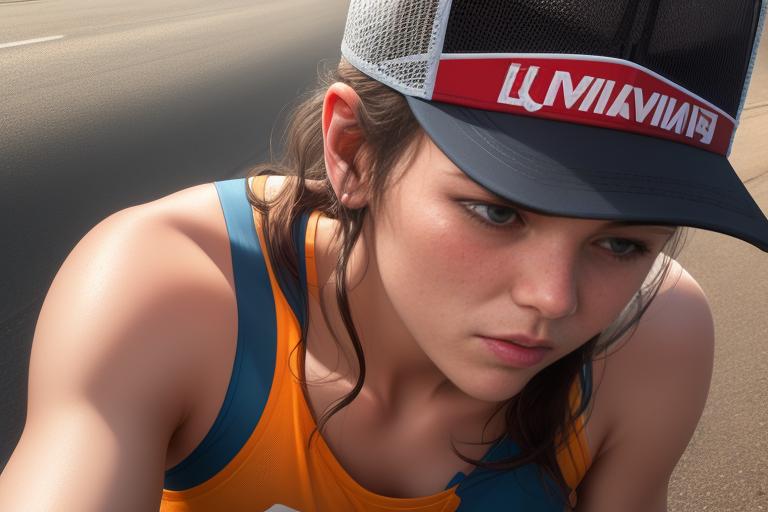 A trucker hat absorbing sweat from a runner’s forehead.