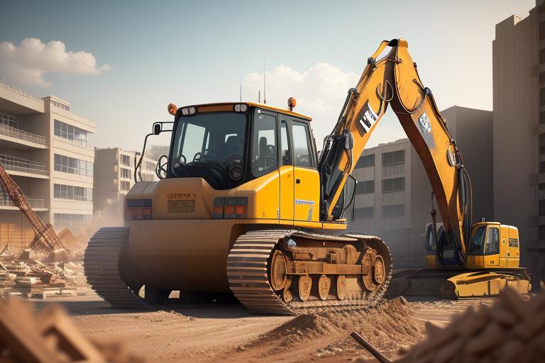An autonomous bulldozer at a construction site