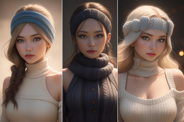An image of models wearing different knitted headbands.