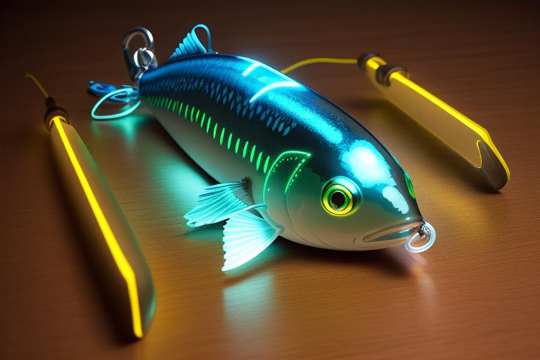 An image of the light-up lure glowing in the dark