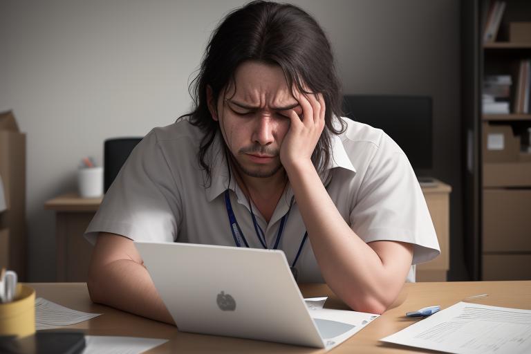 An overworked employee showing symptoms of burnout