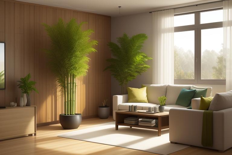 Artificial Bamboo Plant in a Living Room