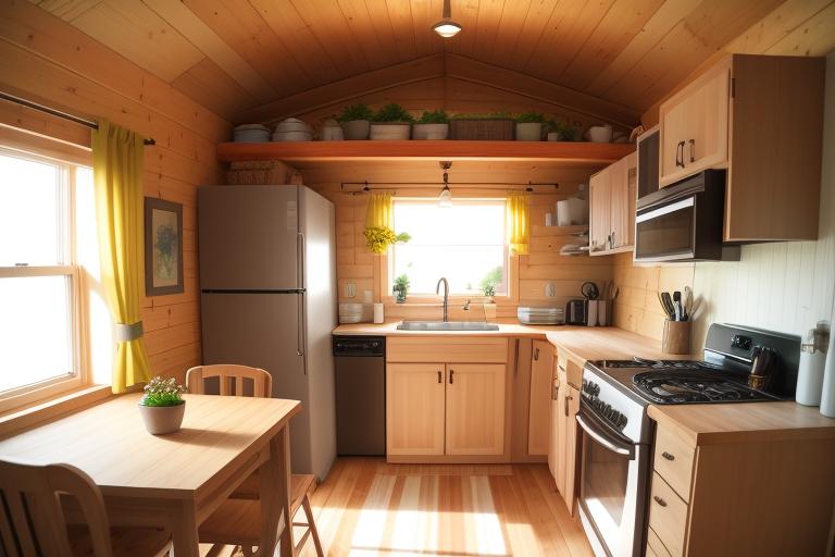 Bright and airy interiors of a tiny house