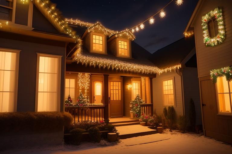 C9 Bulb Christmas Lights around a residential house