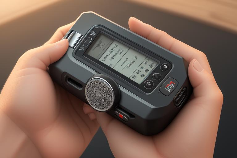 Close-up of a walkie-talkie with various features