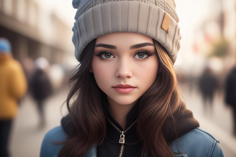 Close-up shot of popular pop star sporting a small beanie hat.
