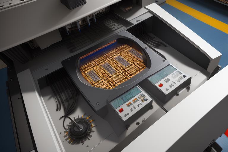 Closeup of control panel of a high-end fiber laser cutting machine.