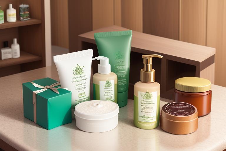 Consumer making a conscious purchase of an eco-friendly personal care gift set.
