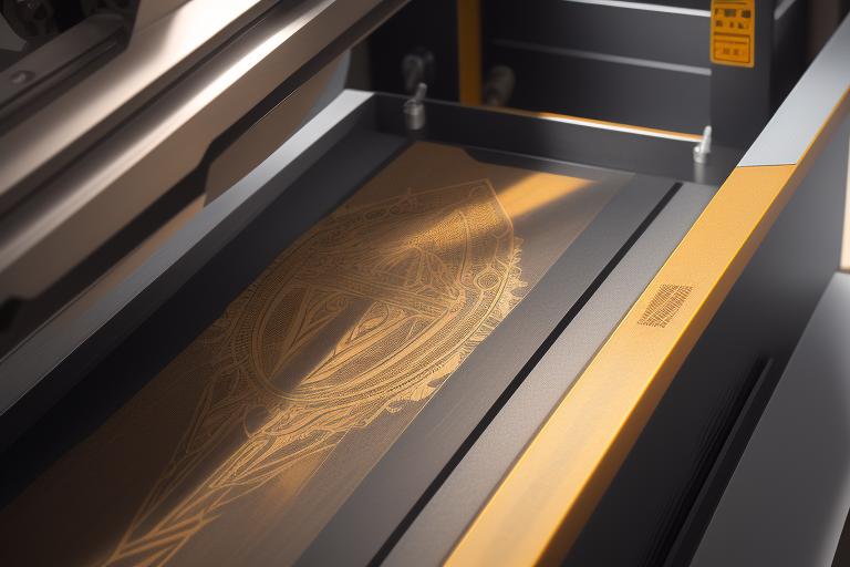 Detailed close up of a laser etching process