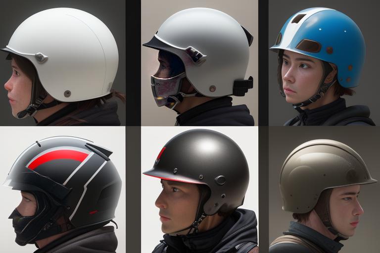 Different helmet materials and their properties.