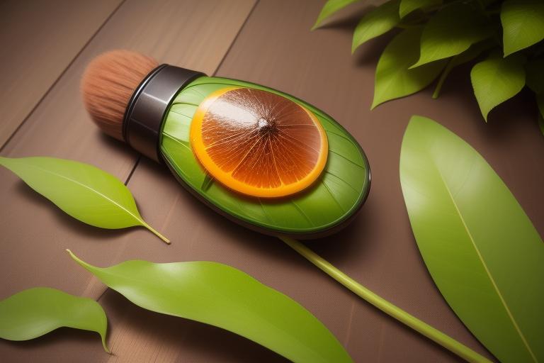 Different types of cosmetics placed on a leaf