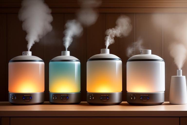 Different types of humidifiers displayed together for comparison