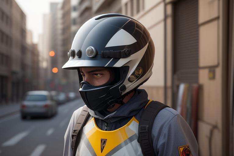 Helmets depicting safety standard labels.