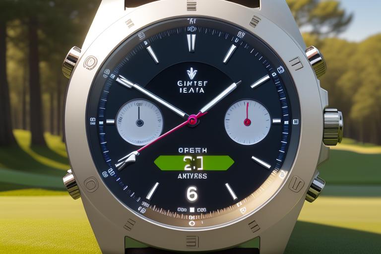 High-tech golf watch displaying data