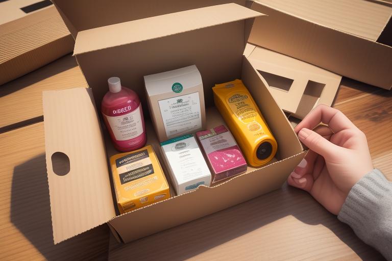 Image illustrating a variety of goods included within a period subscription box.