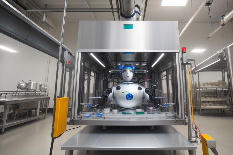 Image of an automated robot working in a food manufacturing factory